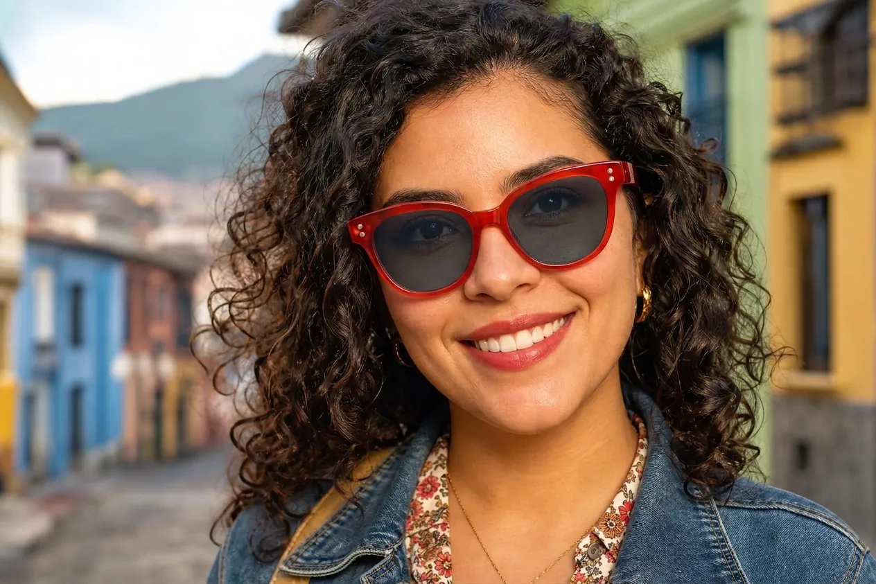 Modelo con lentes Transitions Gris